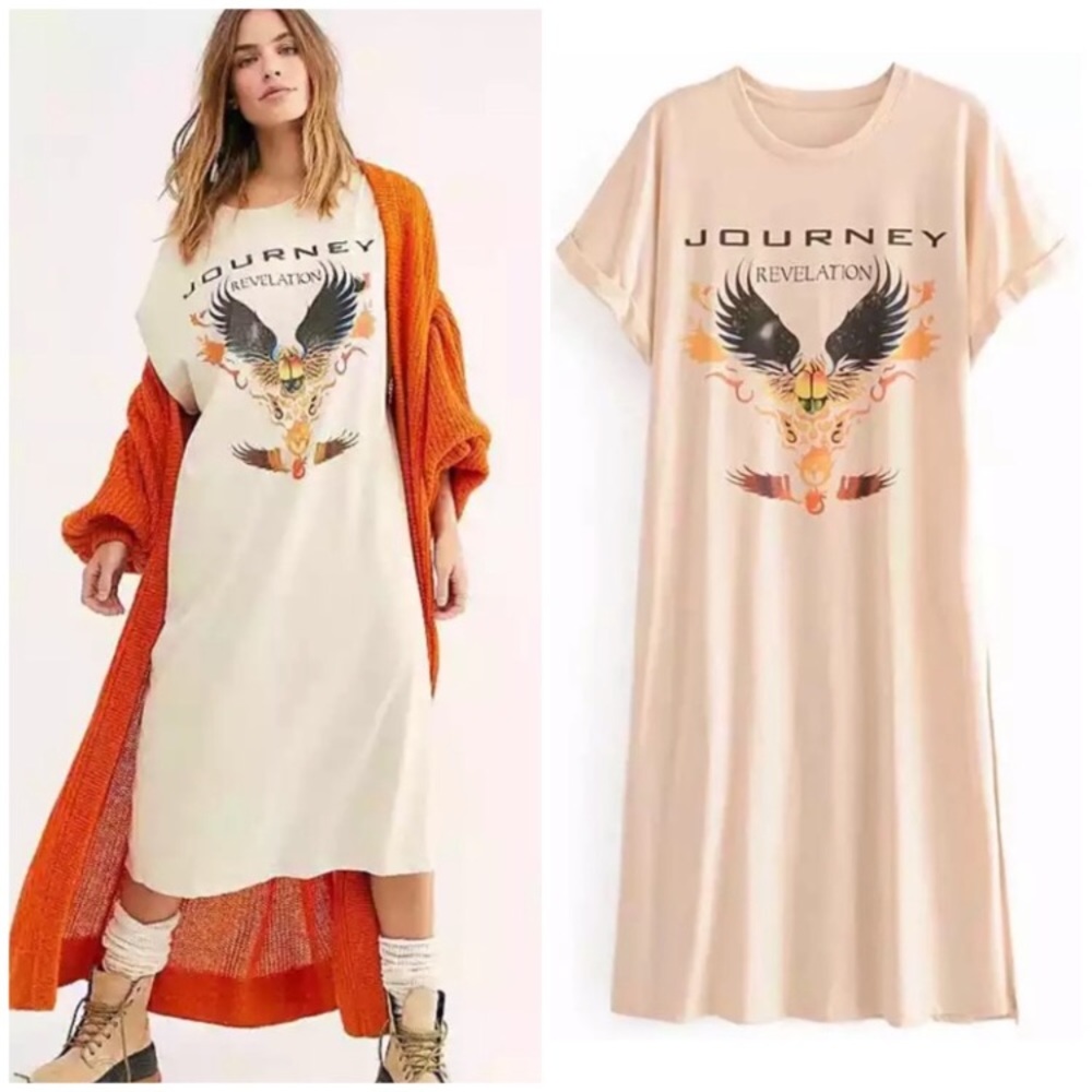 Cream Journey Revelation Graphic T-Shirt Dress